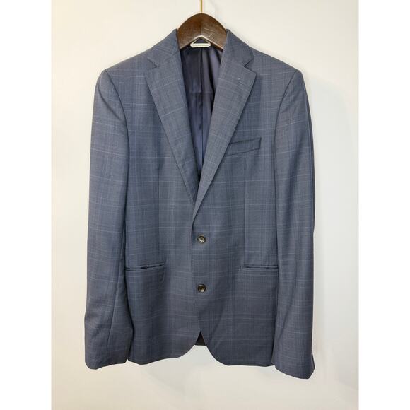 JACK VICTOR Blazer Men 40 L Blue Check Wool Blazer Preppy Office - Picture 1 of 11